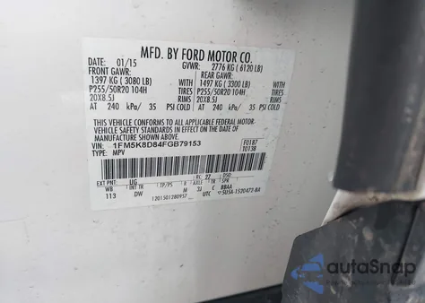 2015 Ford Explorer Xlt z USA, uszkodzony, nr VIN 1FM5K8D84FGB79153